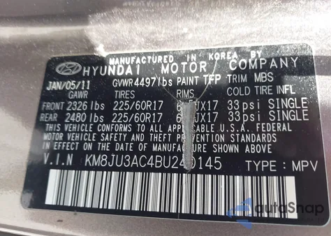 2011 Hyundai Tucson Gls из США, поврежденный, VIN KM8JU3AC4BU240145